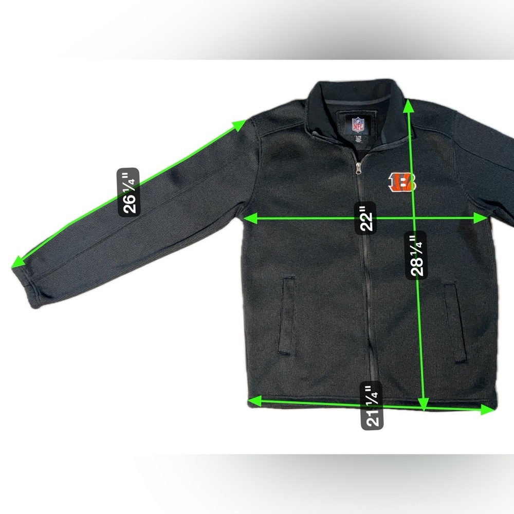 Cincinnati Bengals NFL Jacket Men’s Large Black Full Zip Textured Heavyweight - Picture 3 of 5